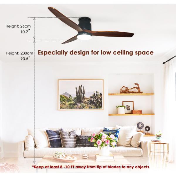 Ceiling Fan With Light And Remote Control,Energy Saving 3 Color Led Light Living Room