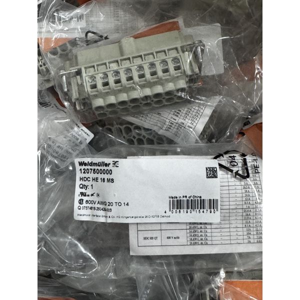 Weidmuller 1207500000 Original New HDC HE 16 MS HDC insert, Male 500 V 16 A
