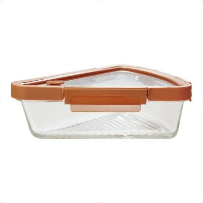 Multifunctional Glass Pizza Storage Container Triangle Food Storage Containers 25oz
