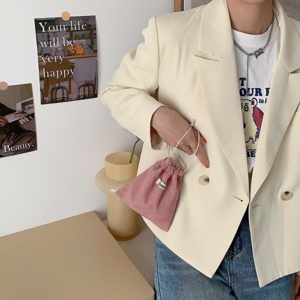 Customized Color Woven Label Storage Drawstring Fabric Packaging Bag for All Seasons