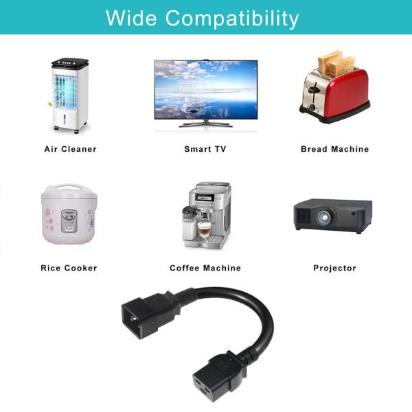 C19 to C20 Power Cord 20A Heavy Duty 250V 0.8M PVC Cable