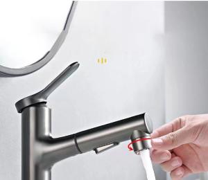Countertop 9Inch Pull Out Sink Faucet With Spray Solid Brass Chrome Plated