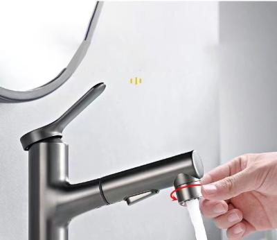 Countertop 9Inch Pull Out Sink Faucet With Spray Solid Brass Chrome Plated