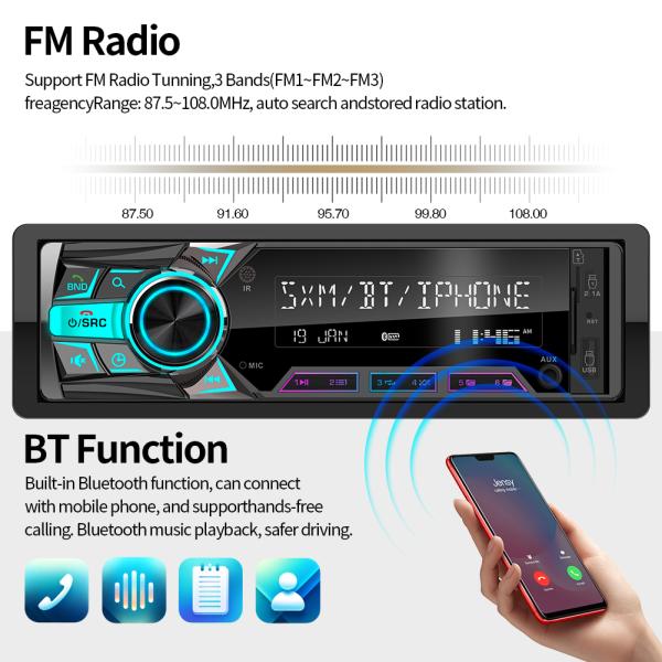 GRANDnavi Single Din Multifunction MP3 Car Player AUX Автомобильное радио USB Автомобильное стерео IR дистанционное управление