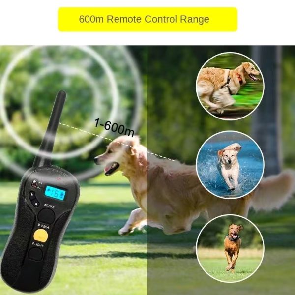 Waterproof Eco-Friendly Rechargeable Nylon Fashion Large Dog Training Collar 3000 Ft Remote Range Beep Vibration Shock Modes