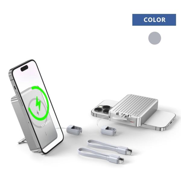 Cellphone 10000mAh Magnetic Wireless Power Bank With Fast Charging Built In Cable