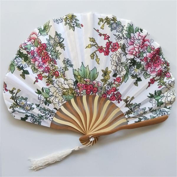 Shell Round Foldable Decorative Fans Cosplay Fabric Bamboo Festival Hand Fans