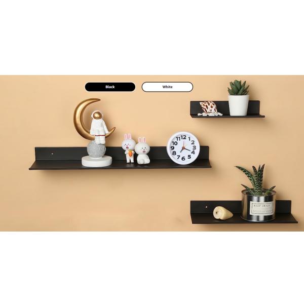 2 mm espessura prateleiras flutuantes pretas foscas para armazenagem e decoração
