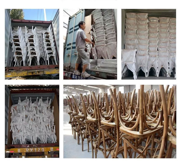 Chaises empilables de banquet de mariage courbées en bois de chêne X arrière en bois massif de hêtre