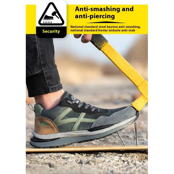 Chaussures de sécurité en daim et microfibre avec semelle en caoutchouc, embout en acier standard et semelle intermédiaire en Kevlar