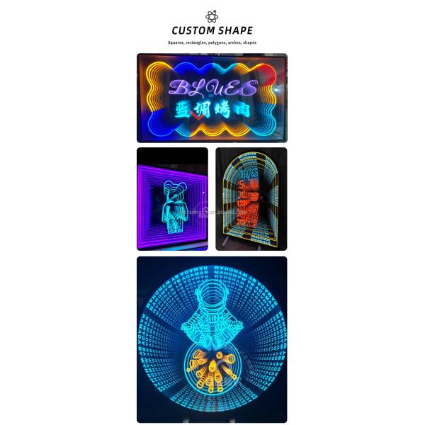 Внутренний декор LED зеркало персонализированное свечение для индивидуальных дизайнов неограниченное зеркало