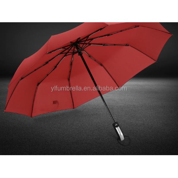 23inch 10K 190T Pongee Automatic Folding Umbrella with Auto Open Close and Steel Shaft