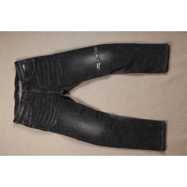 Supreme Quality Dark Black Crosshatch Slub Stretch Denim Fabric For Men Jeans