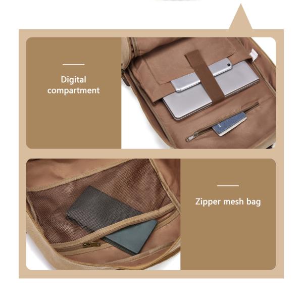 56-77 литров Винтажный холст Ноутбук рюкзак Хаки цвет водонепроницаемость