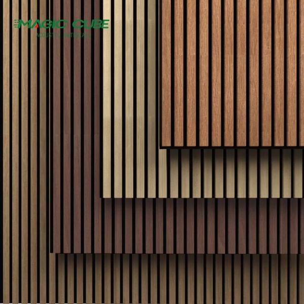 Customizable Slatted Wall Panels 9mm Polyester For Bedroom Soundproofing