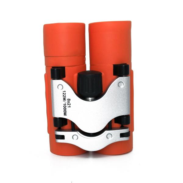 Orange Mini Binocular Telescope 8x21 Folding Roof Binoculars For Outdoors Sightseeing