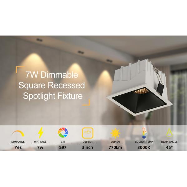 Square Black Recessed Spotlights 7W 3 Inch 3000k Linear Cob Type For Living Room