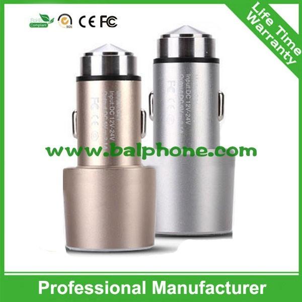 2015 top selling 5V 3.1A stainless steel dual usb Car Charger Manufacturers & Factory of U