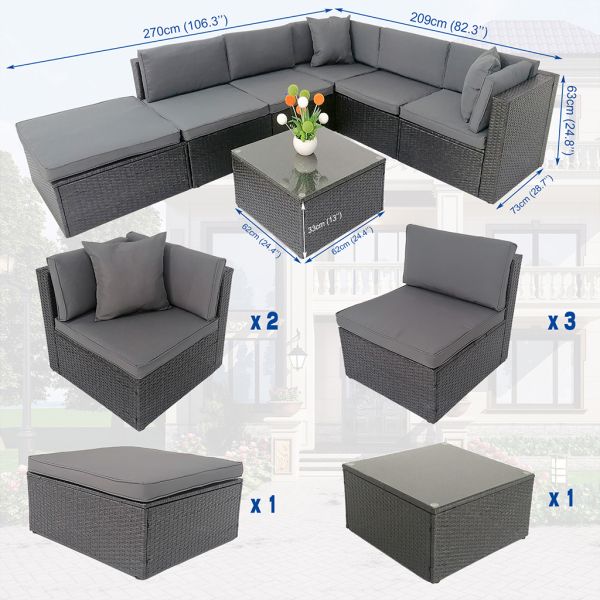 Outdoor Furniture Modern Garden Set Luxury Commercial  Wicker Sectional Patio Leisure Sofas