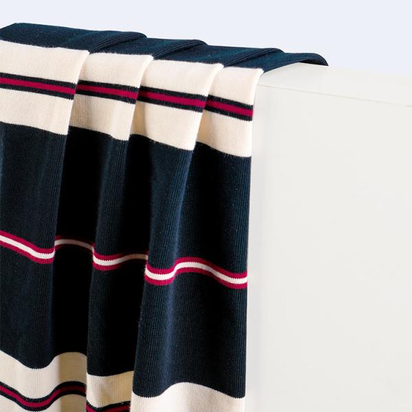 Double Yarn Striped Shirt Fabric , Combing Striped Cotton Knit Fabric
