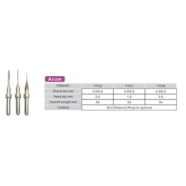 CAD CAM Cutters 3mm Dental Milling Burs For Zirconia Block Metal Emax
