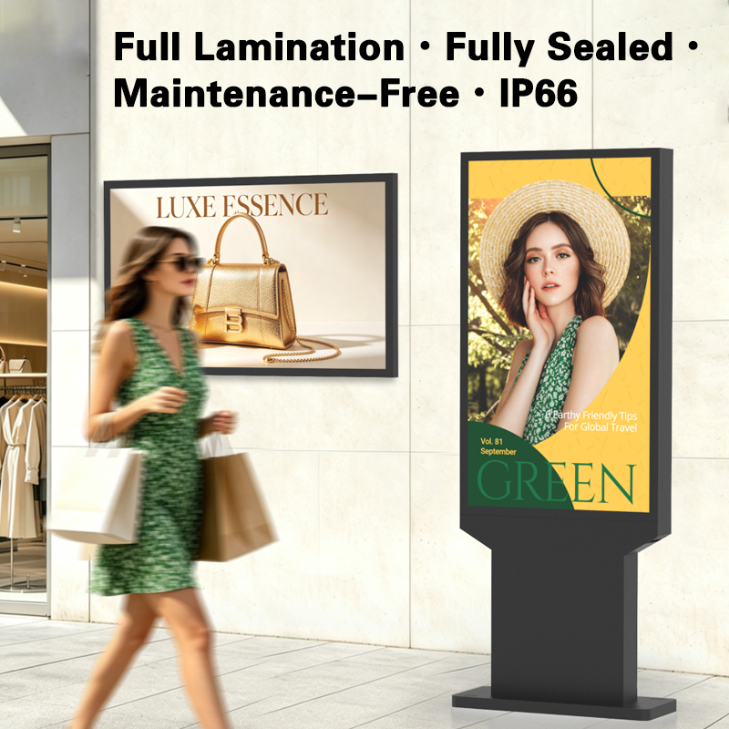 55inch 2500nits IP66 Fully Sealed  Waterproof Dual Screen Outdoor Digital Signage and LCD Advertising Display