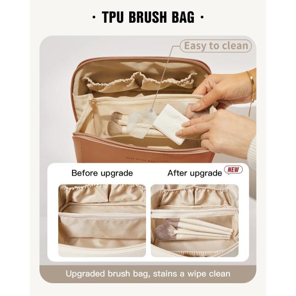 Large Capacity Cosmetic Bags for Women,Waterproof Portable Pouch Open Flat Toiletry Bag Make up Bags
