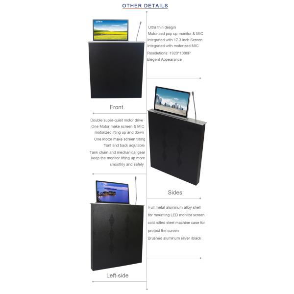 BNT popular LCD monitor motorized lift mechanism with conference microphone for AV solution