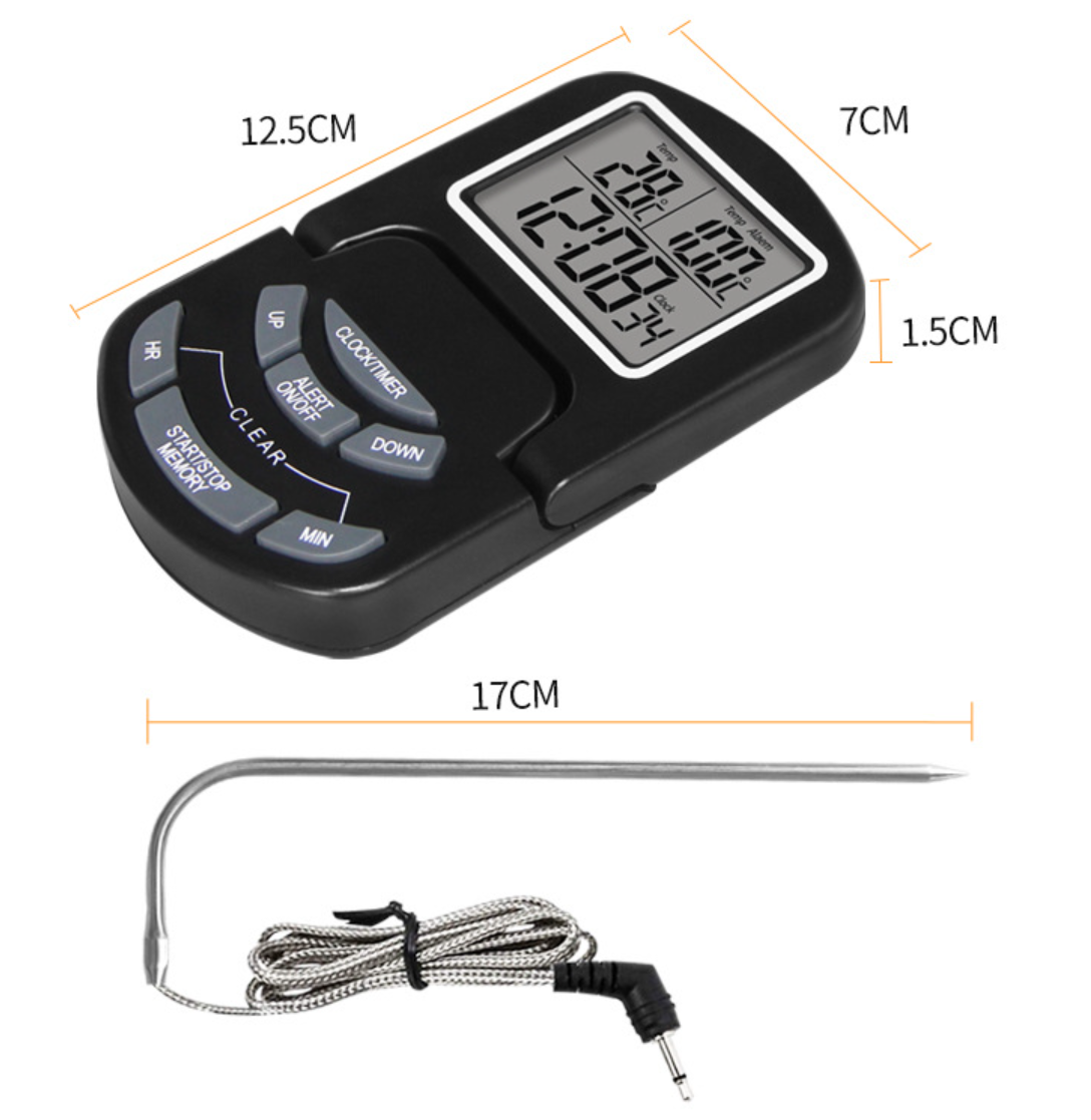 DTH-65 Waterproof Digital Food Thermometer And Kitchen Cooking Thermometer With External Probe And Timer Function