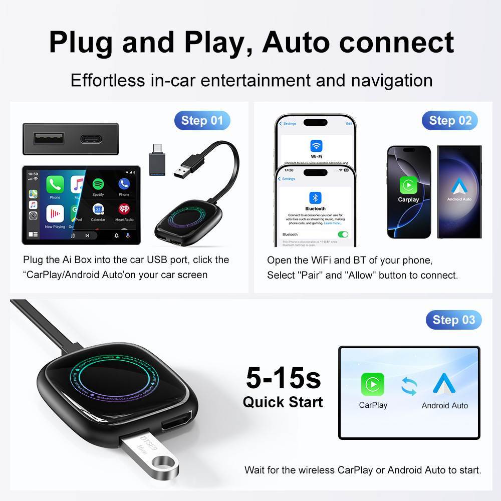 Universal Android Car Audio System Wireless Portable 12 Inch Carplay Ai Box