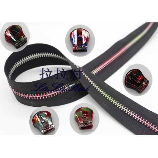 Rainbow Teeth Long Chain Zipper In Roll Black Cotton Tape Customized For Clothes