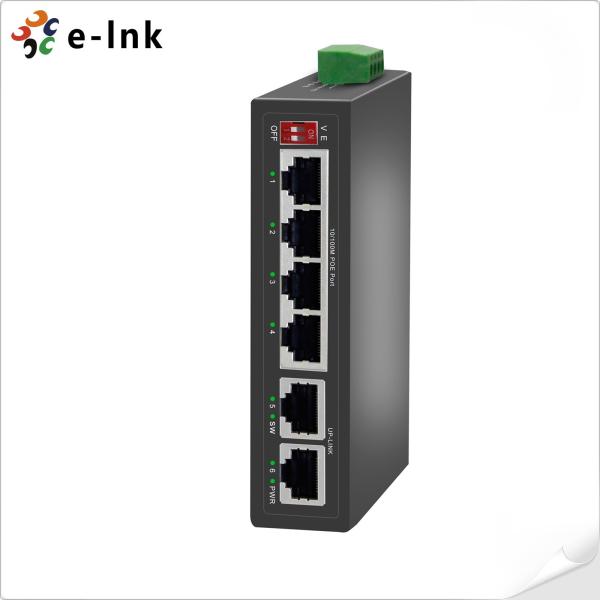 Industrial PoE Switch 4-Port 250m Extended 30W UPoE DIN-Rail