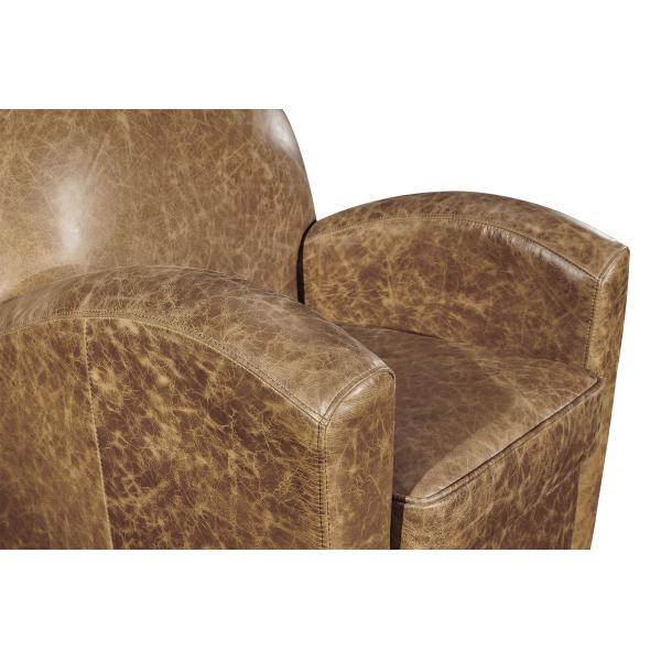 Classical Top Grain Brown Leather Armchair With Strong Solid Wood Frame