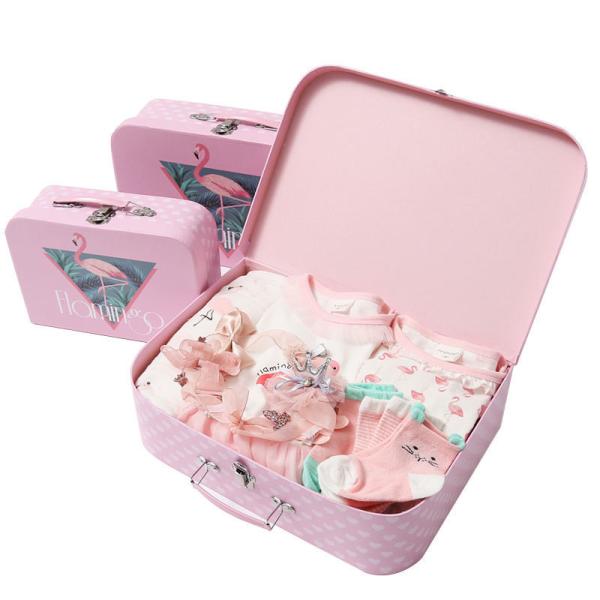 Pink Lovely Baby Suíte de cartão Caixa-presente com fechadura e alças Calçados industriais Roupas