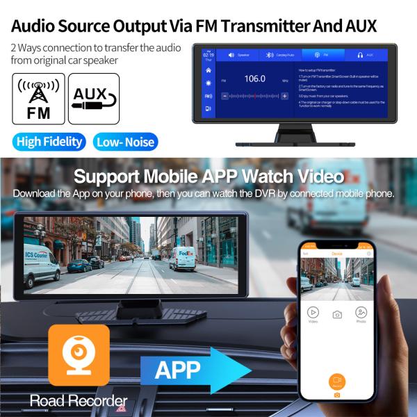 GRANDnavi 10,26 дюймовый универсальный портативный навигационный прибор Linux System DVR Android Auto CarPlay