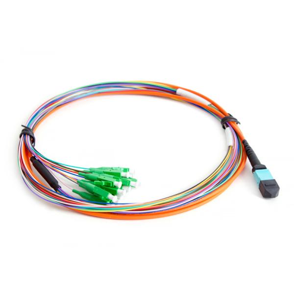 2 Meters Fiber Optic Ethernet Cable , Fan Out Fiber Cable Assembly MPO Male To 12 X LC