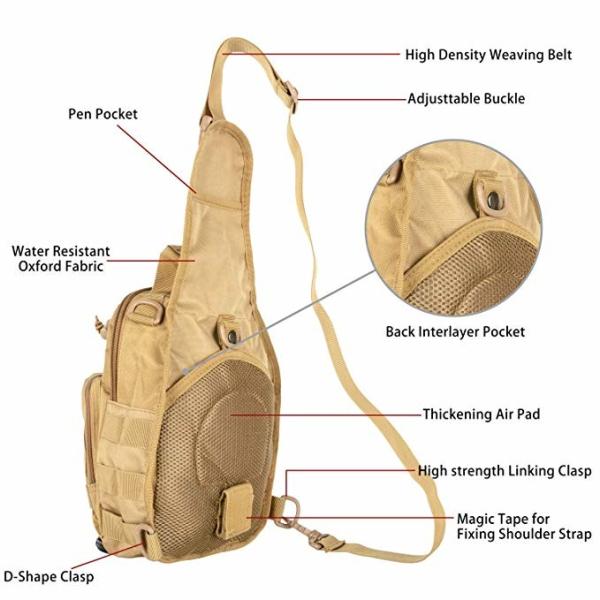 High End Tactical Medical Sling Bag , Military Assault Bag Day Pack For Men