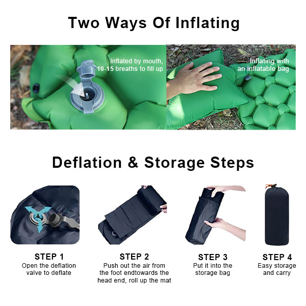 Compact Outdoor Sleeping Pad 5cm Inflatable Sleeping Pad Camping Bed Pad