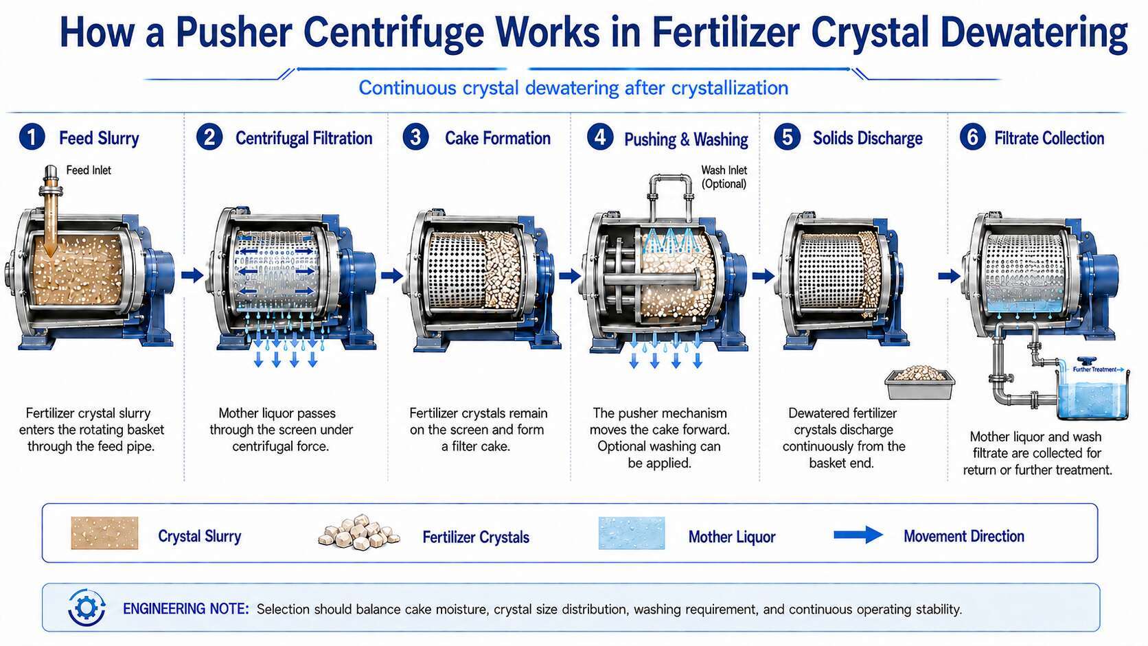 Fertilizer Crystal Dewatering Pusher Centrifuge