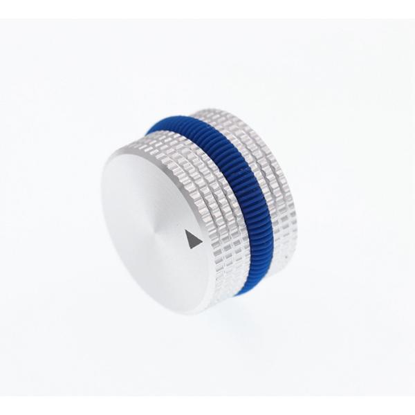 25x15.5mm Silver Full Aluminum Knobs With Blue Rubber ring 6mm Shaft Hole