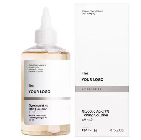 Face Skin Care 7% Glycolic Acid Fruit Acid Serum Moisturizing Hydrate Remove Blackheads Toner
