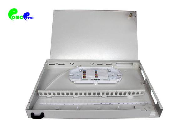 1U 24 Ports Optical Fiber Distribution Frame Rack Mounted Side Pull Grey Color