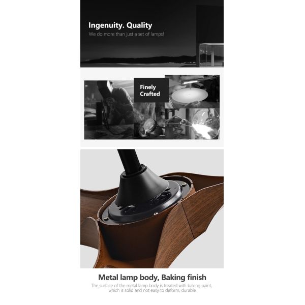 Luxury Ceiling Fan Light Remote LED Electric Fan Light with glass lampshade metal Stealth Fan Light (WH-VLL-28)