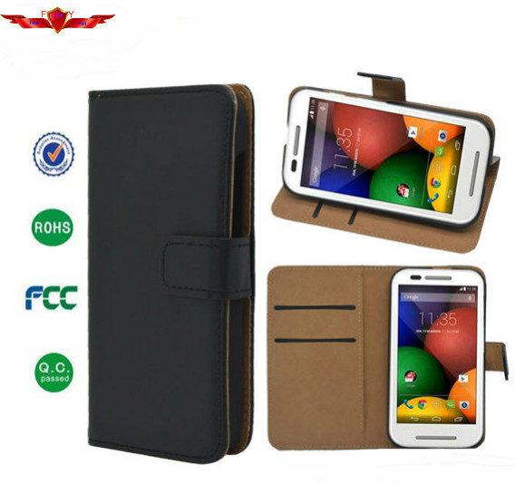 Wholesale Anti-Shock Genuine Leather Wallet Case for Motorola E Multi Colors