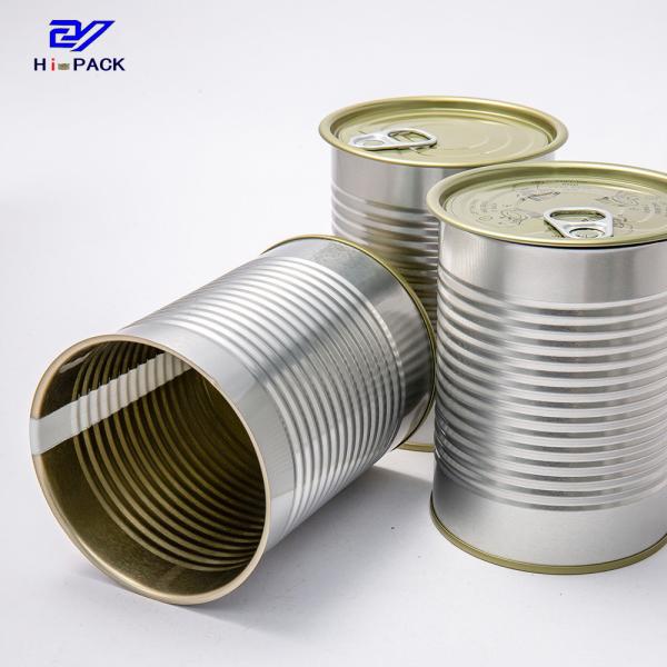 Food Safety Round Tin Box 570ml Tinplate Can With Aluminum Lid