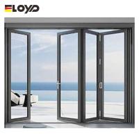 Hurricane Proof Sound Insulation Double Glazed Bi - Folding Door Aluminum Patio Folding Glass Door