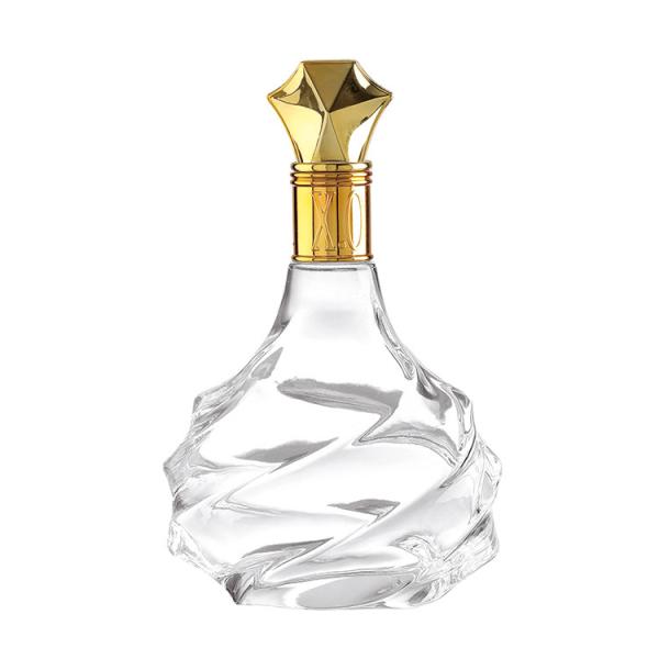 Garrafa de vidro de 500 ml de Brandy Whisky para licor de design único e tipo de vedação personalizado