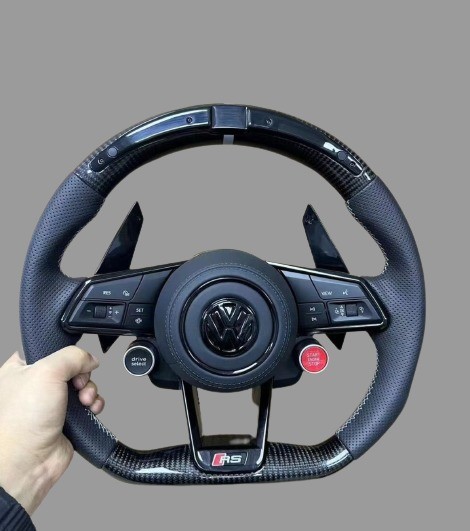 Volkswagen R8/RS/GTI/Golf R Multi-Function Steering Wheel 55cm Diameter Red Stitch Color