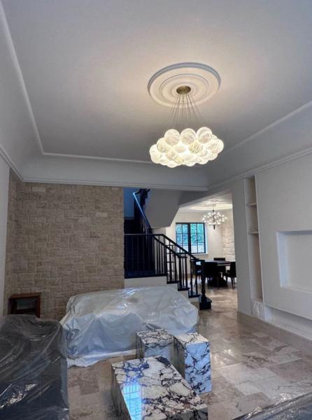 Custom Round Alabaster Ball Stairs Decorative Chandelier Natural Marble Led Chandelier Lighting