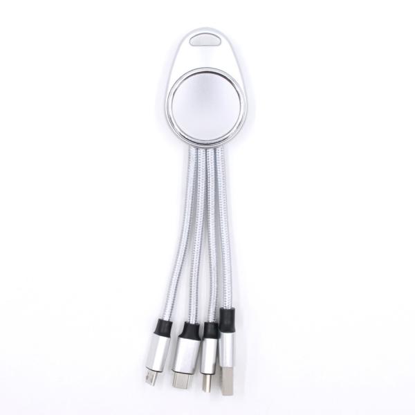 Portable Nylon Fast Charging 17cm Keychain USB Cable With LED Light